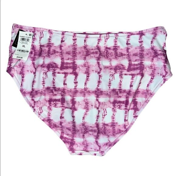 Bar III Purple Fuchsia Summer Stripes High-Rise Bikini Swim Bottom Women XL NWT - Picture 4 of 7